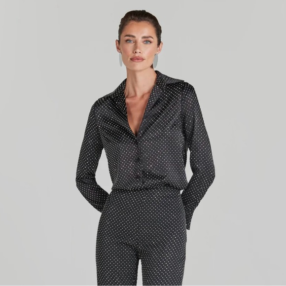 Nadine Merabi Kira Black Blouse with Rhinestones NWT - Picture 1 of 6
